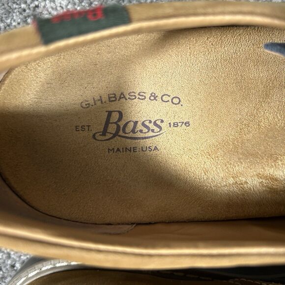 Bass Piedmont Men's Sz 11.5 Blue Brown Suede Corduroy Comfort Oxford Shoes Used - Picture 10 of 11